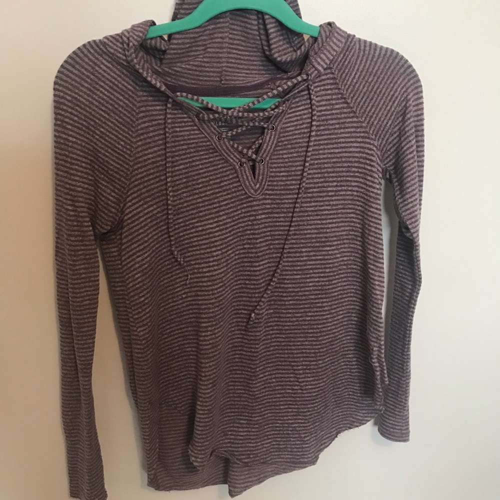 American Eagle purple hooded shirt